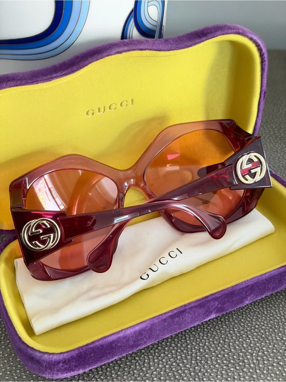 Gucci Women’s Gradient Orange-Red Oversized Square Sunglasses